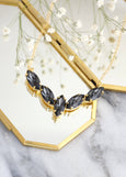 Gray Swarovski Crystal Necklace, Bridal Dark Gray Gold Necklace, Everyday Gold Crystal Necklace, Bridesmaids Necklaces, Gray Gold Necklace