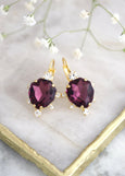 Mulberry Crystal Drop Earrings, Bridal Purple Crystal Earrings, Purple Drop Earrings, Mulberry Wedding Jewelry, Purple Crystal Droplets