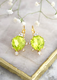 Citrus Green Earrings, Lime Green Swarovski Crystal Earrings, Green Light Crystal Earrings, Green Drop Earrings, Citrus Wedding Earrings