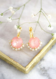 Pink Flamingo Crystal Earrings, Pink Crystal Drop Earrings, Peach Bridal Earrings, Pink Flamingo Crystal Wedding Earrings, Gift For Her