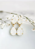 White Opal Bridal Earrings, Teardrop Swarovski Crystal Wedding Earrings, Bridal jewelry, Classic Bridesmaid Earrings, Opal Wedding jewelry