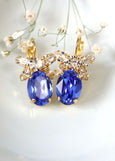 Sapphire Blue Drop Earrings, Bridal Blue Drop Earrings, Sapphire Crystal Swarovski Earrings, Sapphire Crystal Earrings, Bridesmaids Earrings