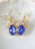 Sapphire Blue Drop Earrings, Bridal Blue Drop Earrings, Sapphire Crystal Swarovski Earrings, Sapphire Crystal Earrings, Bridesmaids Earrings