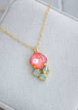 Tangerine Crystal Earrings, Coral Mint Crystal Necklace, Orange Green Necklace, Orange Swarovski Crystal Goldfilled Necklace, Gift For Woman