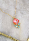 Tangerine Crystal Earrings, Coral Mint Crystal Necklace, Orange Green Necklace, Orange Swarovski Crystal Goldfilled Necklace, Gift For Woman