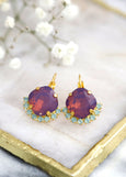 Purple Opal Crystal Drop Earrings, Purple Green Crystal Swarovski Earrings, Bridal Purple Earrings, Gift For Woman, Bridesmaids Earrings.