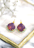 Purple Opal Crystal Drop Earrings, Purple Green Crystal Swarovski Earrings, Bridal Purple Earrings, Gift For Woman, Bridesmaids Earrings.