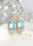 Aquamarine Bridal Earrings, Light Blue Crystal Earrings, Bridal Sky Blue Earrings, Gift For Her, Gift For Her, Light Turquoise Earrings