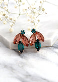Burgundy Blush Emerald Green Earrings, Blush Green Emerlad Cluster Earrings, Burgundy Crystal Bridal Earrings, Burgundy Bridesmaids Earrings
