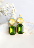 Green Yellow Drop Earrings, Lemon Green Crystal Earrings, Green Drop Earrings, Olive Green Earrings, Gift For Woman, Lime Crystal Earrings
