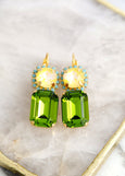 Green Yellow Drop Earrings, Lemon Green Crystal Earrings, Green Drop Earrings, Olive Green Earrings, Gift For Woman, Lime Crystal Earrings