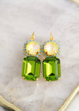 Green Yellow Drop Earrings, Lemon Green Crystal Earrings, Green Drop Earrings, Olive Green Earrings, Gift For Woman, Lime Crystal Earrings
