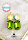 Green Yellow Drop Earrings, Lemon Green Crystal Earrings, Green Drop Earrings, Olive Green Earrings, Gift For Woman, Lime Crystal Earrings