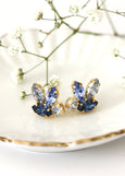 Dusty Blue Stud Earrings, Blue Bridesmaids Earrings, Blue Crystal Earrings, Navy Blue Stud Earrings, Gift For Her, Sapphire Blue Earrings