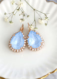 Powder Blue Drop Earrings, Powder Blue Crystal Earrings, Crystal Light Blue Crystal Earrings, Blue Bridal Earrings, Bridesmaids Earrings.