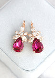 Hot Pink Earrings, Fuchsia Crystal Drop Earrings, Pink Silver Earrings, Hot Magenta Earrings, Bridesmaids Earrings, Fuchsia Crystal Earrings