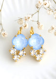 Powder Blue Earrings, Powder Blue Drop Crystal Earrings, Bridal Blue Earrings, Light Blue Crystal Earrings, Sky Blue Bridal Drop Earrings