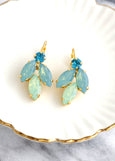 Green Blue Earrings, Green Opal Crystal Earrings, Green Sage Blue Teal Drop Earrings, Bridal Sage Crystal Earrings, Handmade Gift