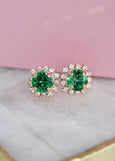 Green Crystal Stud Earrings, Green Erinite Swarovski Earrings, Green Erinite Stud Earrings, Bridesmaids Earrings, Handmade Earrings