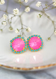 Neon Pink Crystal Earrings, Electric Pink Swarovski Crystal Stud Earrings, Brideamids Earrings, Hot Pink Crystal Stud Earrings, Gift For Her