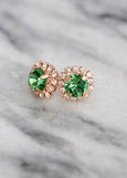 Green Crystal Stud Earrings, Green Erinite Swarovski Earrings, Green Erinite Stud Earrings, Bridesmaids Earrings, Handmade Earrings