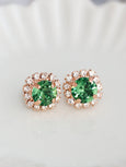 Green Crystal Stud Earrings, Green Erinite Swarovski Earrings, Green Erinite Stud Earrings, Bridesmaids Earrings, Handmade Earrings
