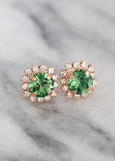 Green Crystal Stud Earrings, Green Erinite Swarovski Earrings, Green Erinite Stud Earrings, Bridesmaids Earrings, Handmade Earrings