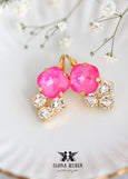 NeoN Pink Drop Earrings, Electric Pink Crystal Earrings, Hot Pink Crystal Earrings, Neon Pink Crystal Drop Earrings, Gift For Her