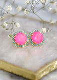 Neon Pink Crystal Earrings, Electric Pink Swarovski Crystal Stud Earrings, Brideamids Earrings, Hot Pink Crystal Stud Earrings, Gift For Her