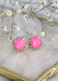 Neon Pink Crystal Earrings, Electric Pink Swarovski Crystal Stud Earrings, Brideamids Earrings, Hot Pink Crystal Stud Earrings, Gift For Her