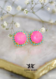 Neon Pink Crystal Earrings, Electric Pink Swarovski Crystal Stud Earrings, Brideamids Earrings, Hot Pink Crystal Stud Earrings, Gift For Her