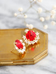 Red Crystal Stud Earrings, Red Ruby Swarovski Crystal Earrings, Christmas Gift For Her, Christams Jewelry, Scarlet Red Swarovski Star Studs