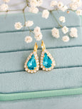 Blue Teal Drop Earrings, Bridal Teal Blue Earrings, Teal Blue Crystal Swarovski Earrings, Bridesmaids Earrings, Crystal Teal Blue Earrings