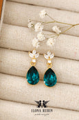 Emerald Green Swarovski Crystal Dangle Earrings - Bridal Emerald Green Earrings, Perfect for Brides, Bridesmaids, Dark Green Drop Earrings.