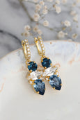 Blue Navy Crysatl Drop Earrings, Navy Blue Swarovski Drop Earrings, Blue Sapphire Bridal Earrings, Blue Navy Dangle Earrings, Gift For Her