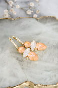 Peach Crystal Drop Earrings, Light Peach Huggie Earrings, Peach Fuzz Drop Earrings, Bridal Peach Swarovski Earrings, Peach Huggie Earrings