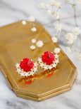 Red Crystal Stud Earrings, Red Ruby Swarovski Crystal Earrings, Christmas Gift For Her, Christams Jewelry, Scarlet Red Swarovski Star Studs