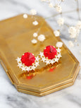 Red Crystal Stud Earrings, Red Ruby Swarovski Crystal Earrings, Christmas Gift For Her, Christams Jewelry, Scarlet Red Swarovski Star Studs