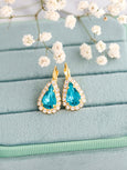 Blue Teal Drop Earrings, Bridal Teal Blue Earrings, Teal Blue Crystal Swarovski Earrings, Bridesmaids Earrings, Crystal Teal Blue Earrings