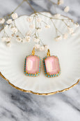 Peach Drop Earrings, Pastel Peach Crystal Lever back Earrings, Peach Fuzz Earrings, Bridesmaids Earrings, Peach Green Earrings, Gift For Her