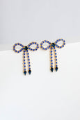 Bow Earrings, Blue Sapphire Crystal Drop Earrings, Bridal Bow Crystal Earrings, Royal Blue Crystal Earrings, Blue Chandelier Earrings