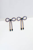 Bow Earrings, Blue Sapphire Crystal Drop Earrings, Bridal Bow Crystal Earrings, Royal Blue Crystal Earrings, Blue Chandelier Earrings
