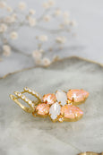 Peach Crystal Drop Earrings, Light Peach Huggie Earrings, Peach Fuzz Drop Earrings, Bridal Peach Swarovski Earrings, Peach Huggie Earrings