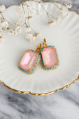 Peach Drop Earrings, Pastel Peach Crystal Lever back Earrings, Peach Fuzz Earrings, Bridesmaids Earrings, Peach Green Earrings, Gift For Her