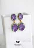 Purple Long Crystal Earrings, Purple Chandelier Swarovski Earrings, Statement Purple Crystal Earrings, Purpel Violet Drop Earrings.