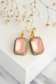 Peach Drop Earrings, Pastel Peach Crystal Lever back Earrings, Peach Fuzz Earrings, Bridesmaids Earrings, Peach Green Earrings, Gift For Her