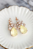Yellow Drop Earrings, Soft Yellow Drop Earrings, Pastel Yellow Drop Earrings, Yellow Swarovski Earrings, Gift For Mother, Bridesmaids Gifts