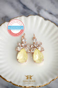 Yellow Drop Earrings, Soft Yellow Drop Earrings, Pastel Yellow Drop Earrings, Yellow Swarovski Earrings, Gift For Mother, Bridesmaids Gifts