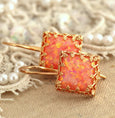 Opal Silver Earrings, Opal Drop Sterling Silver Earrings, Fire Opal Silver Earrings, Gift for her, Australian Opal, Orange Silver Earrings,