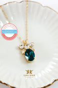 Emerald Necklace, Emerald Crystal Gold Necklace, Bridal Emerald Gold Necklace, Bridesmaids Necklaces, Emerald Green Necklace, Gift For Her